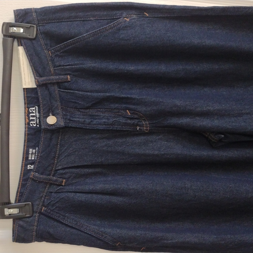 a.n.a Pleated Womens High Rise Relaxed Fit Wide Leg Jean, Size 12 - Picture 4 of 10